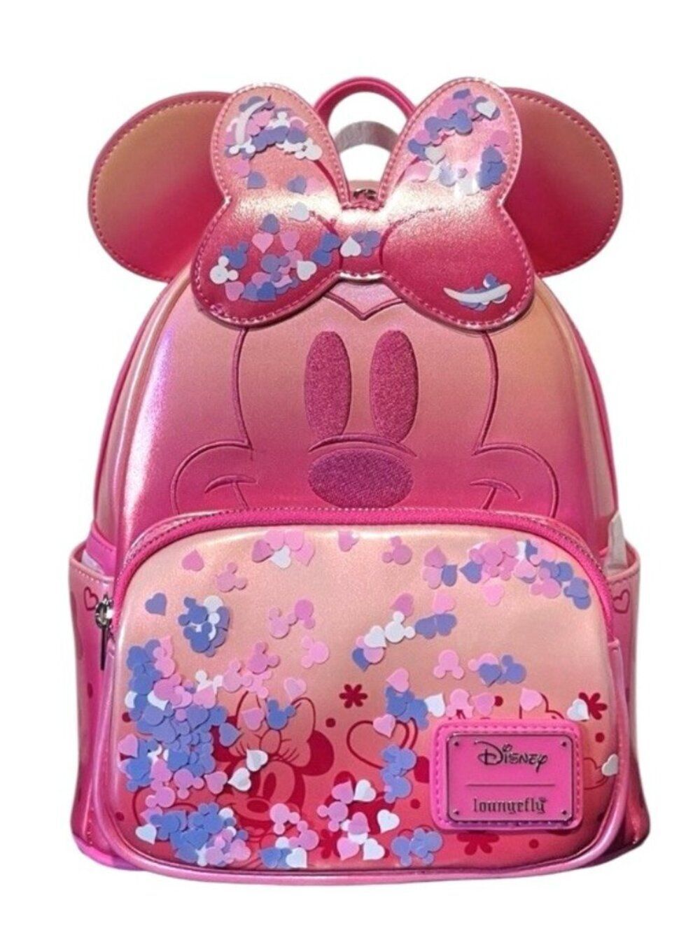 Loungefly Disney Minnie Mouse Pink Confetti Mini Backpack Embroidered Shimmer NW